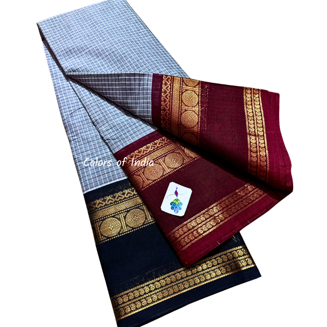 100 % Cotton Saree with Ganga Jamuna Border , Free Delivery