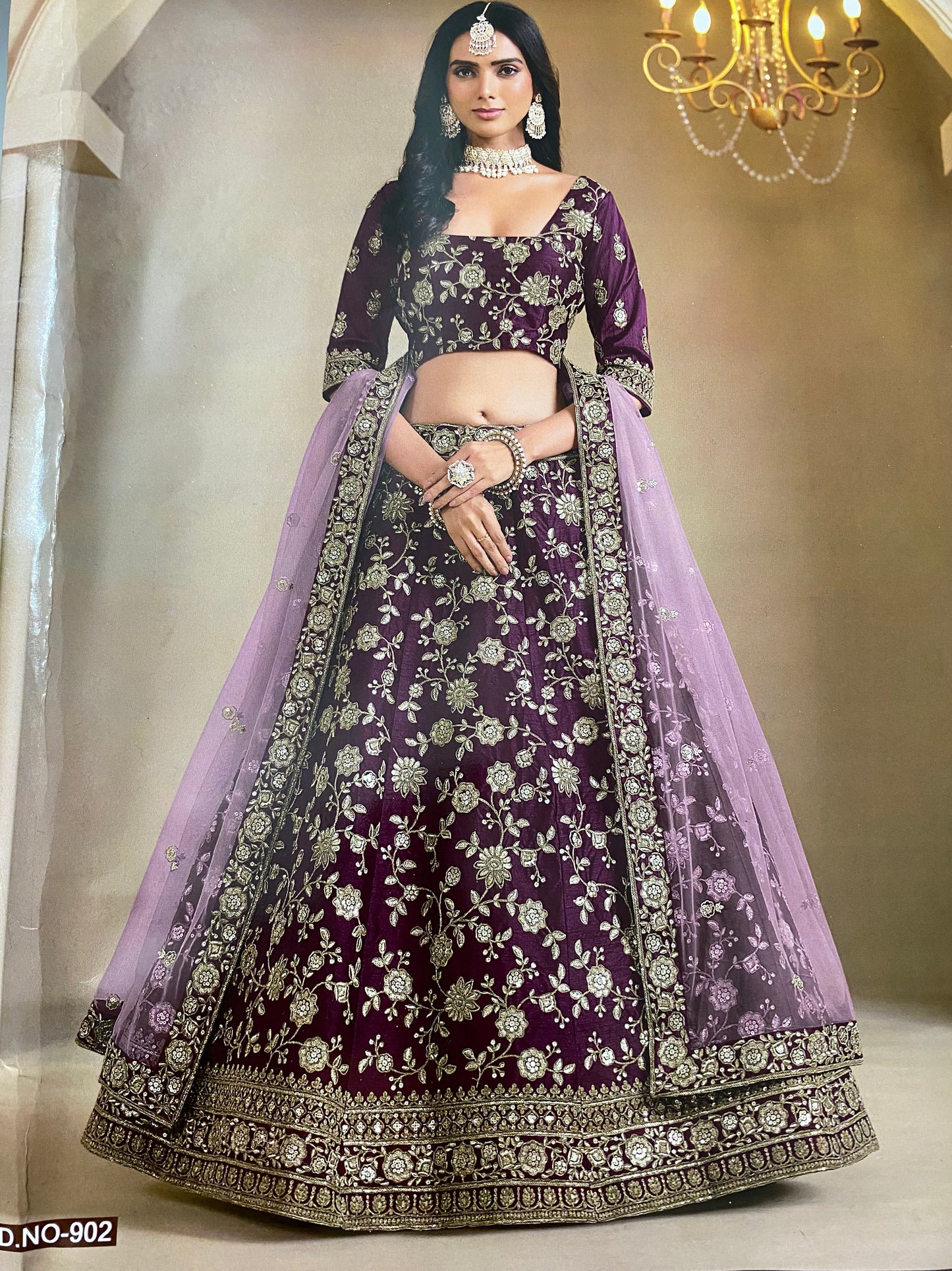 Plum  Heavy Embroidered Lehenga Choli , Designer Wedding  and Festive Wear