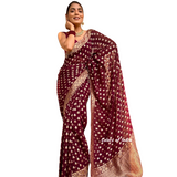 Banarasi  semi georgette  saree with heavy pallu   , FREE  DELIVERY