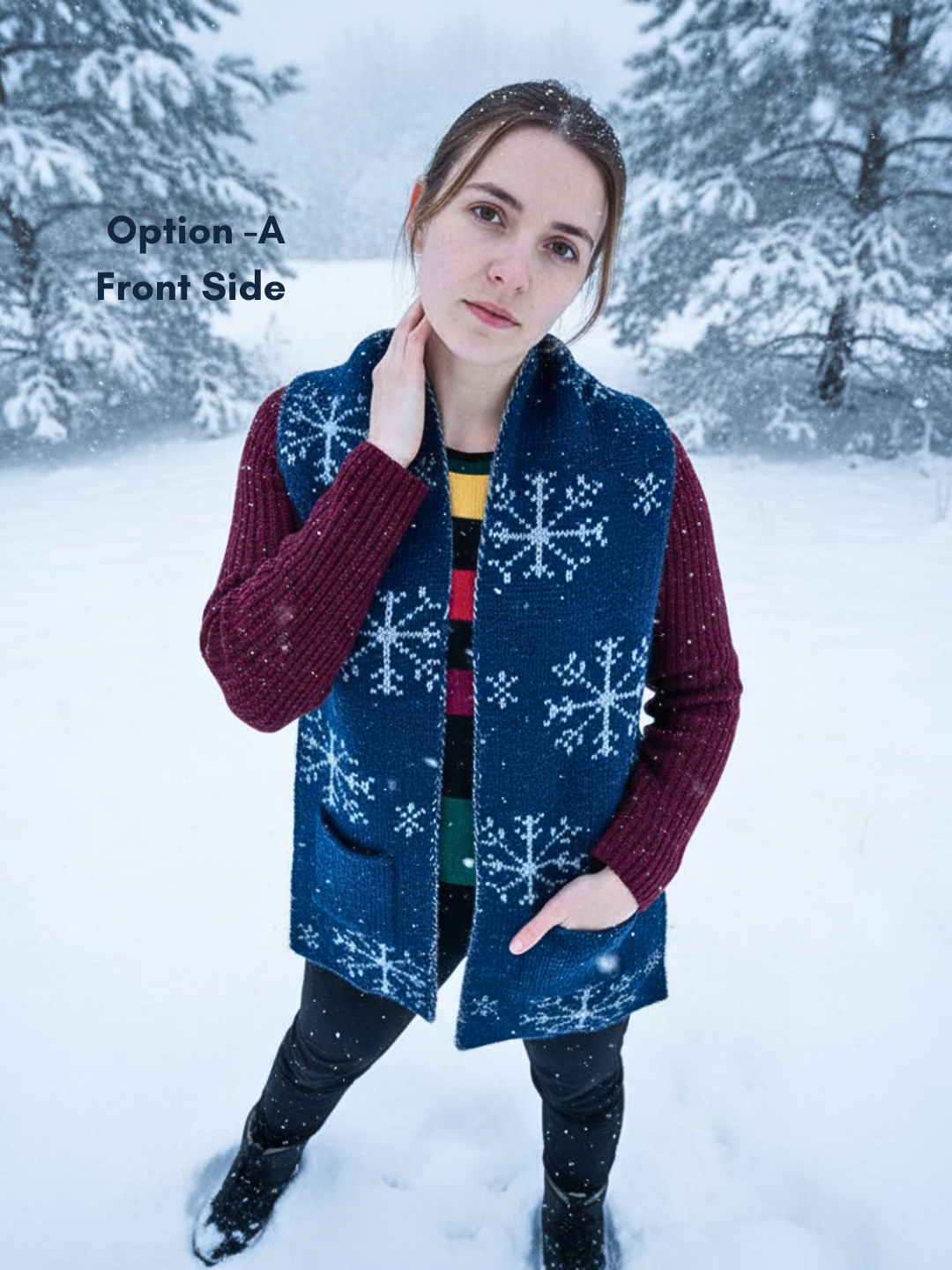 Handknitted Woollen Reversible Scarf With Pockets