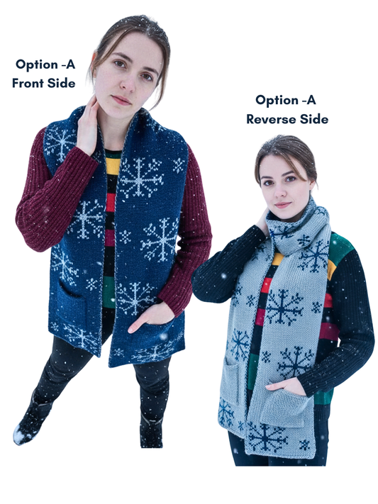 Handknitted Woollen Reversible Scarf With Pockets