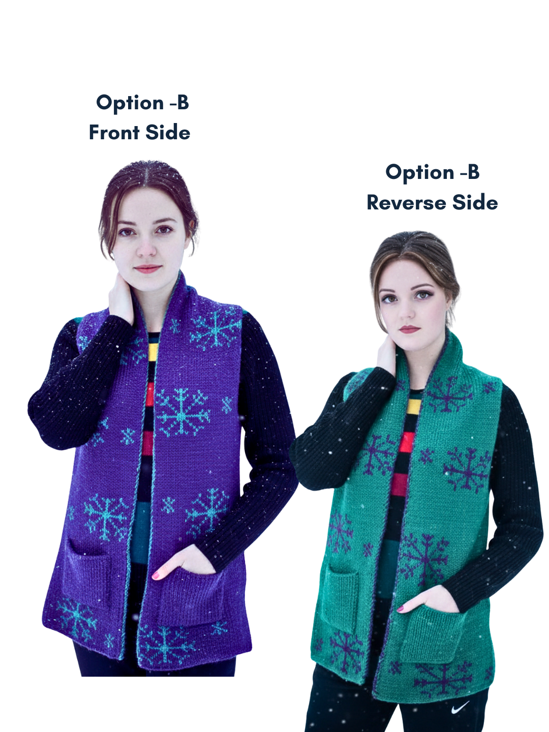 Handknitted Woollen Reversible Scarf With Pockets