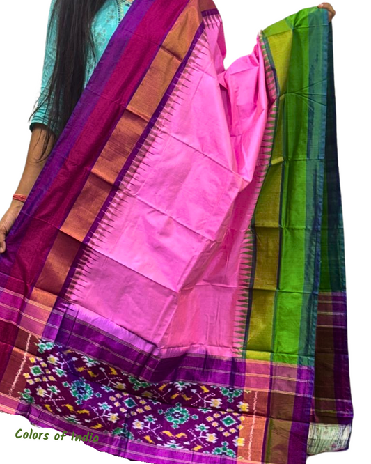 Pink   100 % Pure Silk Ikat Dupatta  , FREE  DELIVERY