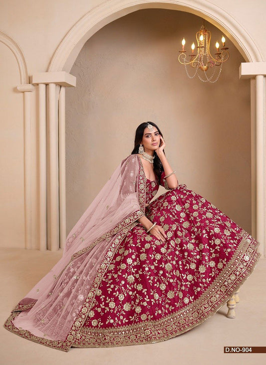 Magenta  Heavy Embroidered Lehenga Choli , Designer Wedding  and Festive Wear