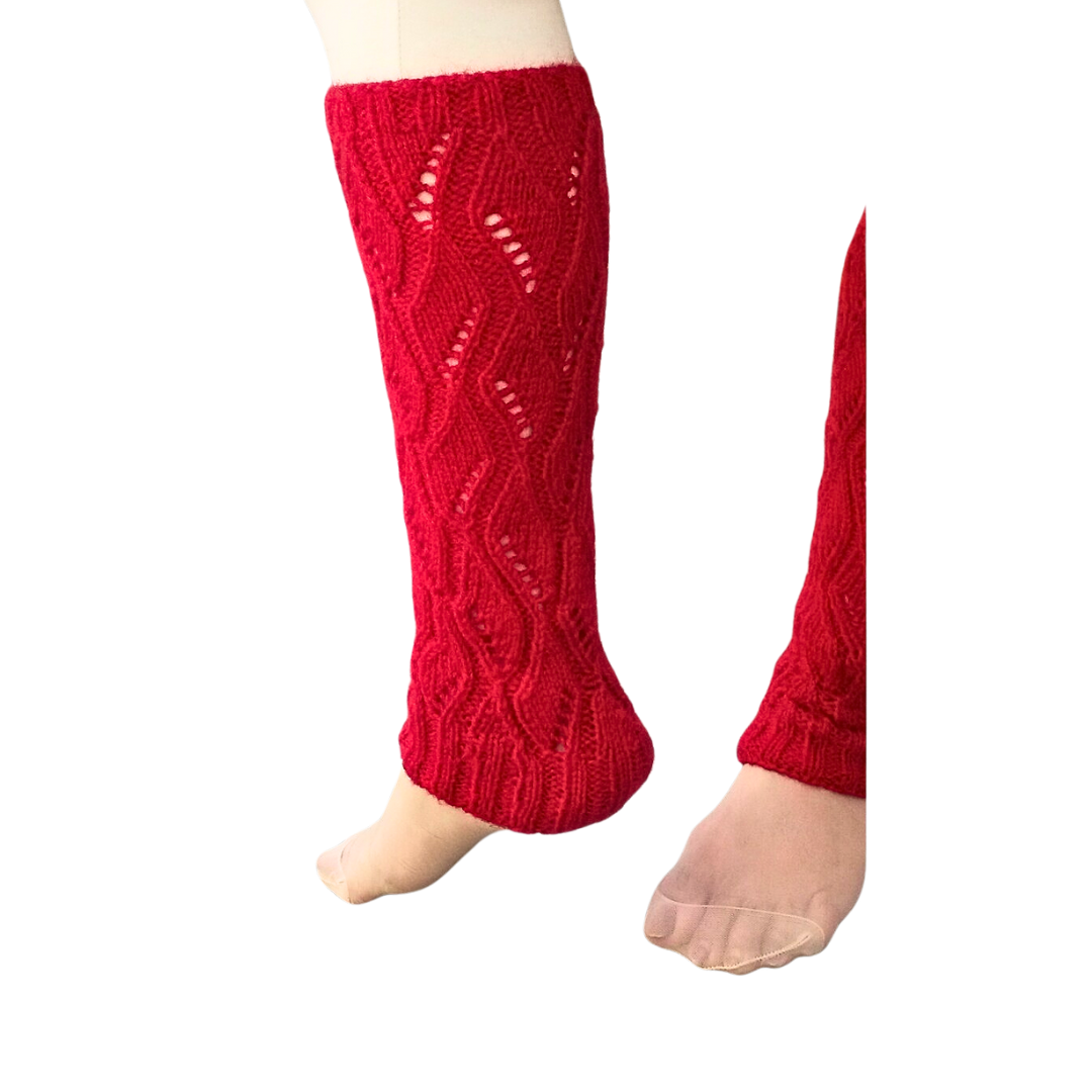 Red Handknitted Woollen LegWarmers  ,FREE  DELIVERY