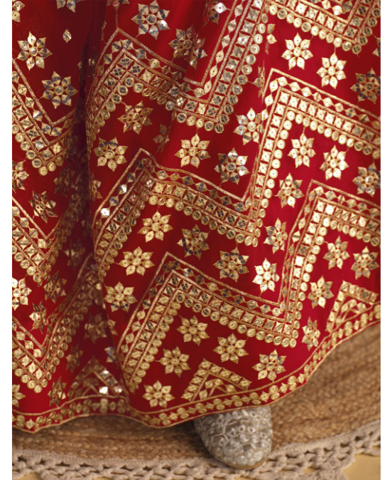 Red Bridal Party Wear Lehenga Choli with Dupatta | Heavy Embroidered Indian Wedding Outfit