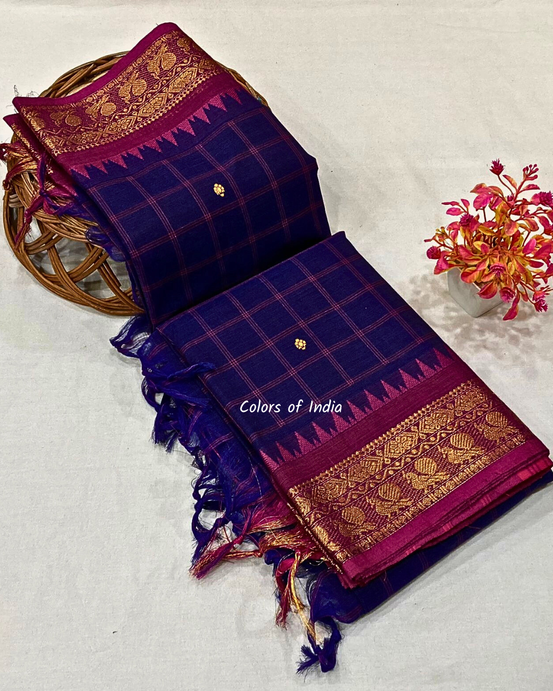 Kanchi  cotton sarees with double border , Free Delivery