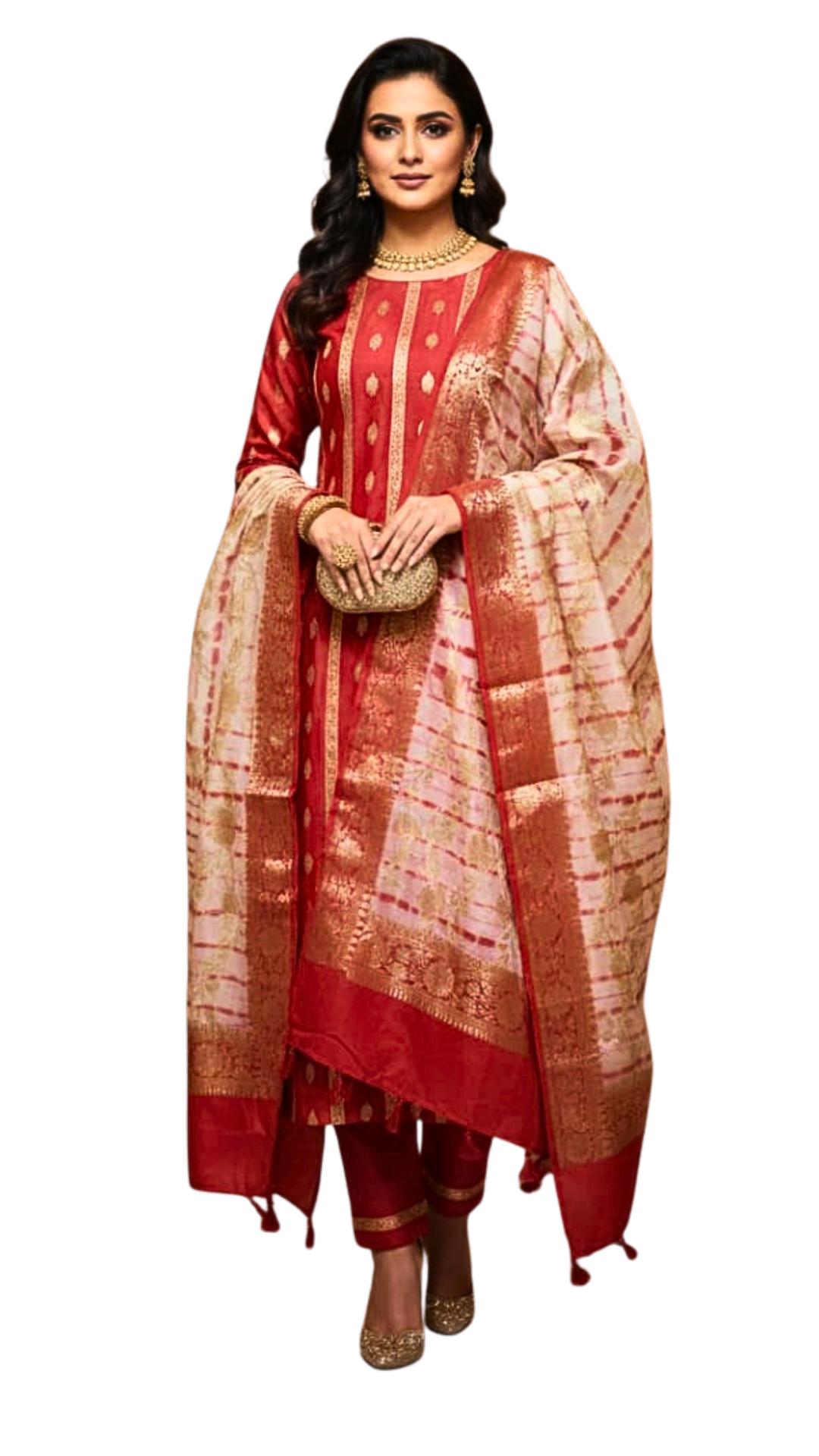 Elegant Banarasi Chanderi Suit Set with Zari Work for Festive & Party Wear