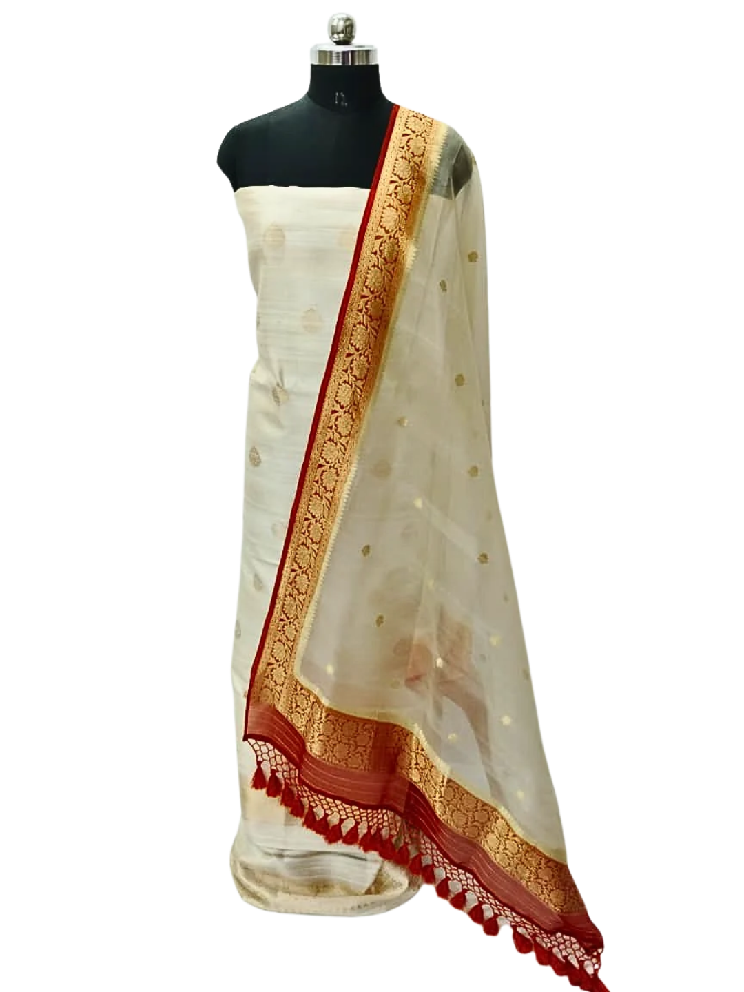 Silk Mark Certified Banarasi Raw Silk Unstitched Suit Set with Silk Organza Dupatta