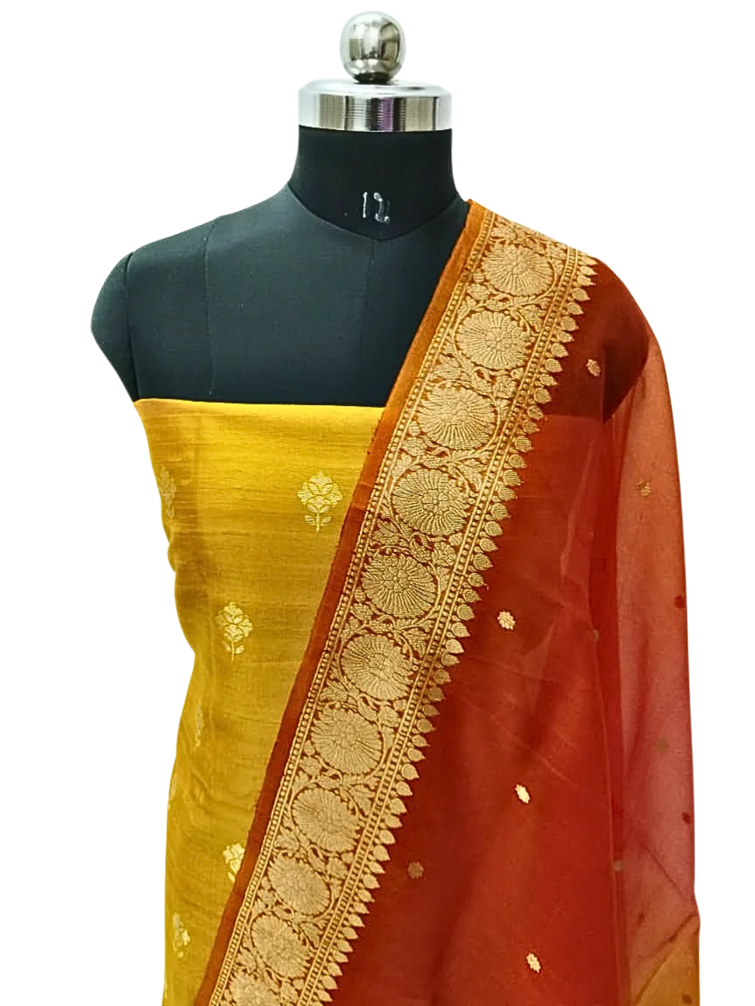 Silk Mark Certified Banarasi Raw Silk Unstitched Suit Set with Silk Organza Dupatta