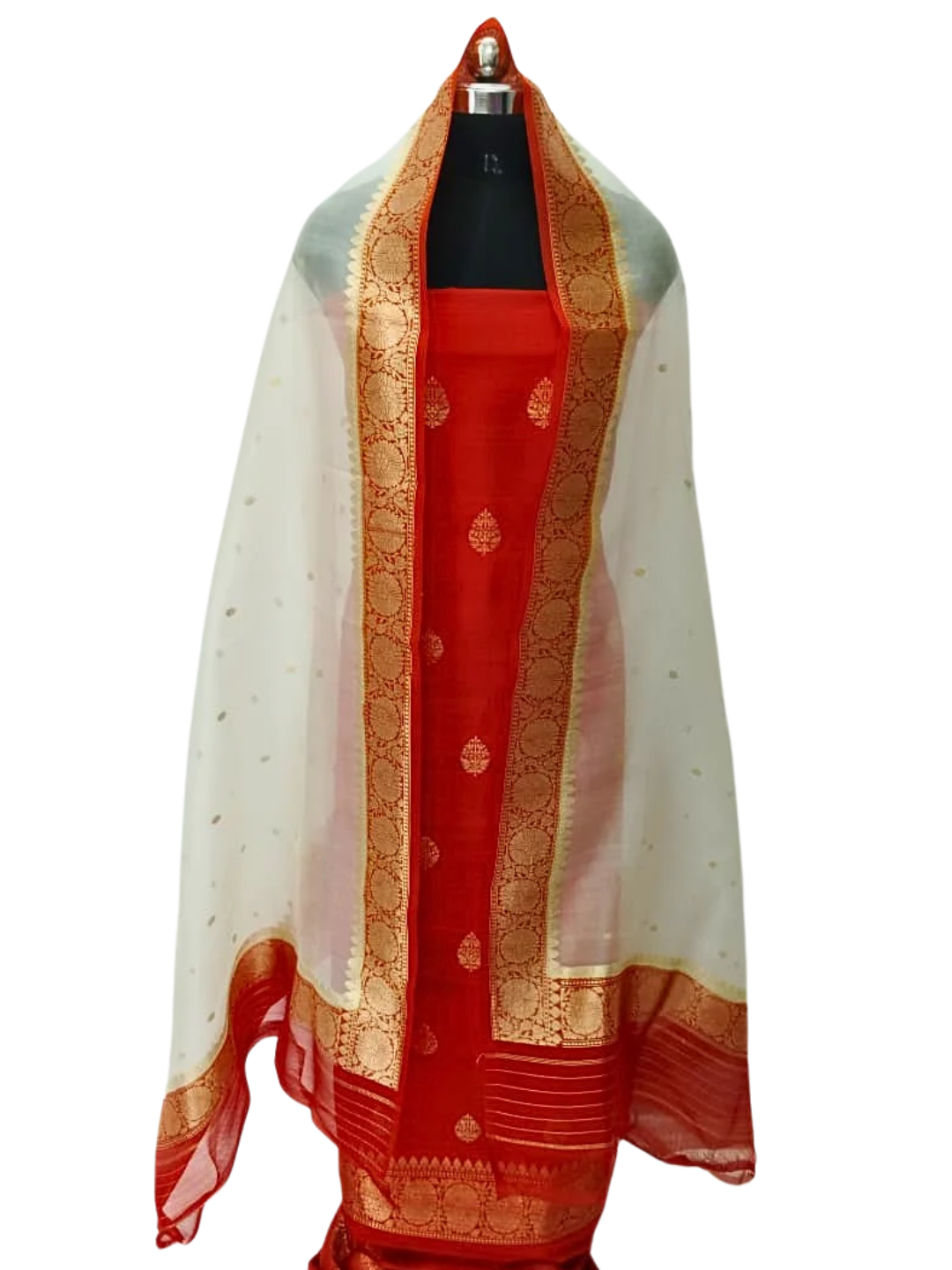 Silk Mark Certified Banarasi Raw Silk Unstitched Suit Set with Silk Organza Dupatta