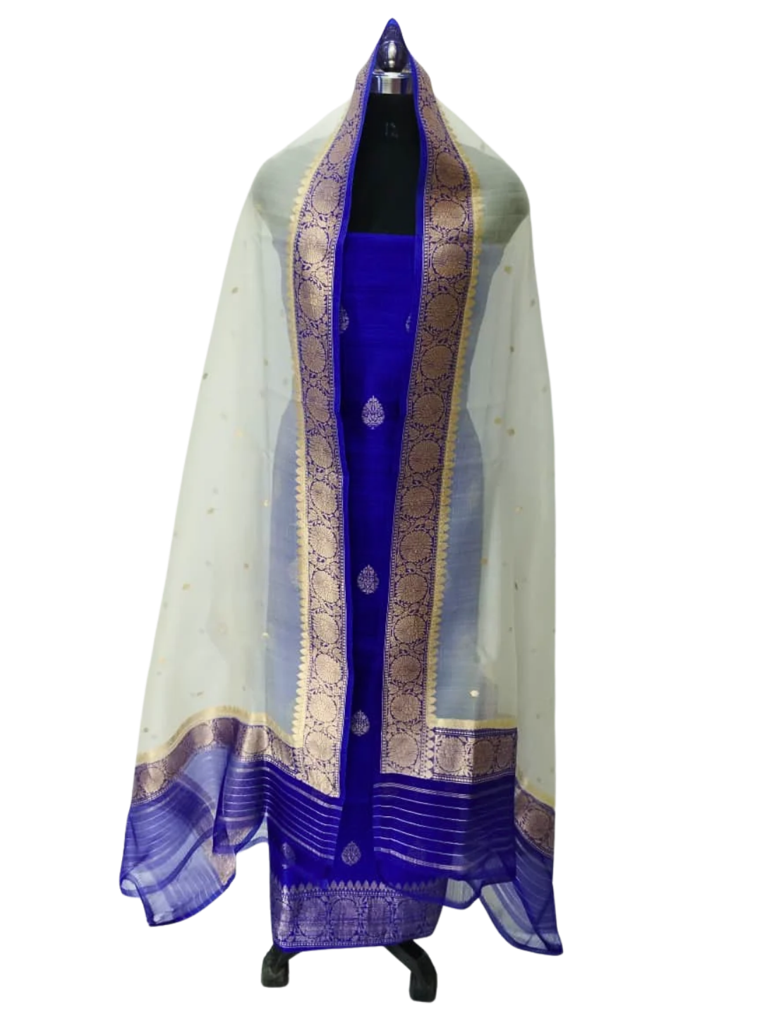 Silk Mark Certified Banarasi Raw Silk Unstitched Suit Set with Silk Organza Dupatta
