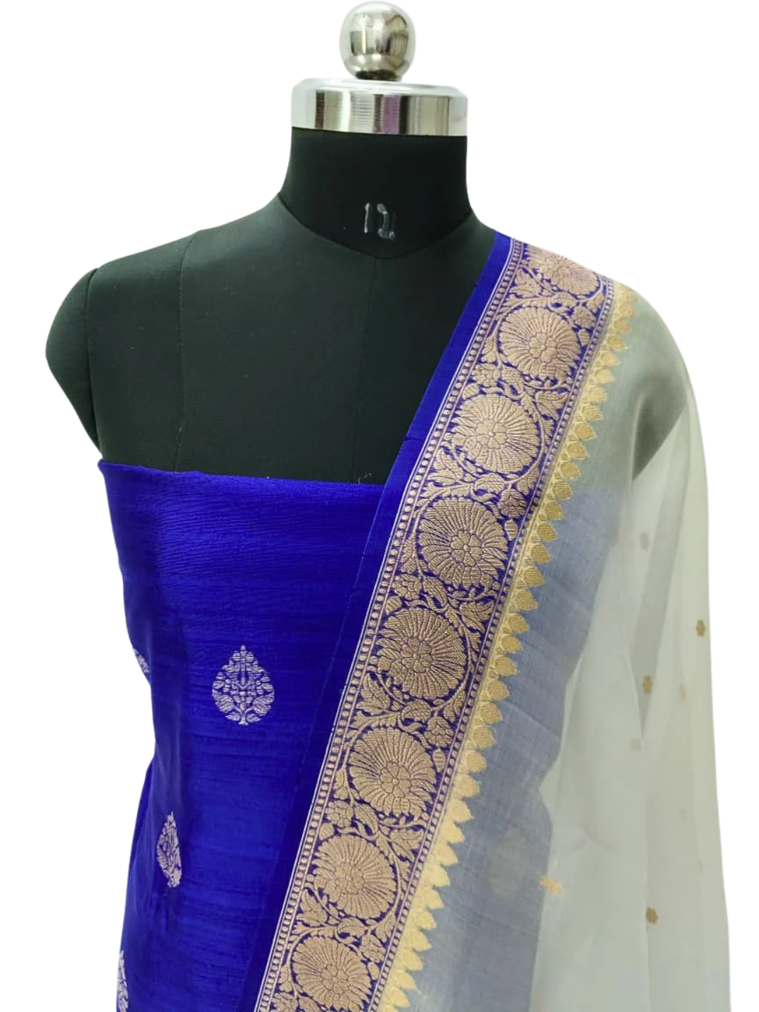 Silk Mark Certified Banarasi Raw Silk Unstitched Suit Set with Silk Organza Dupatta