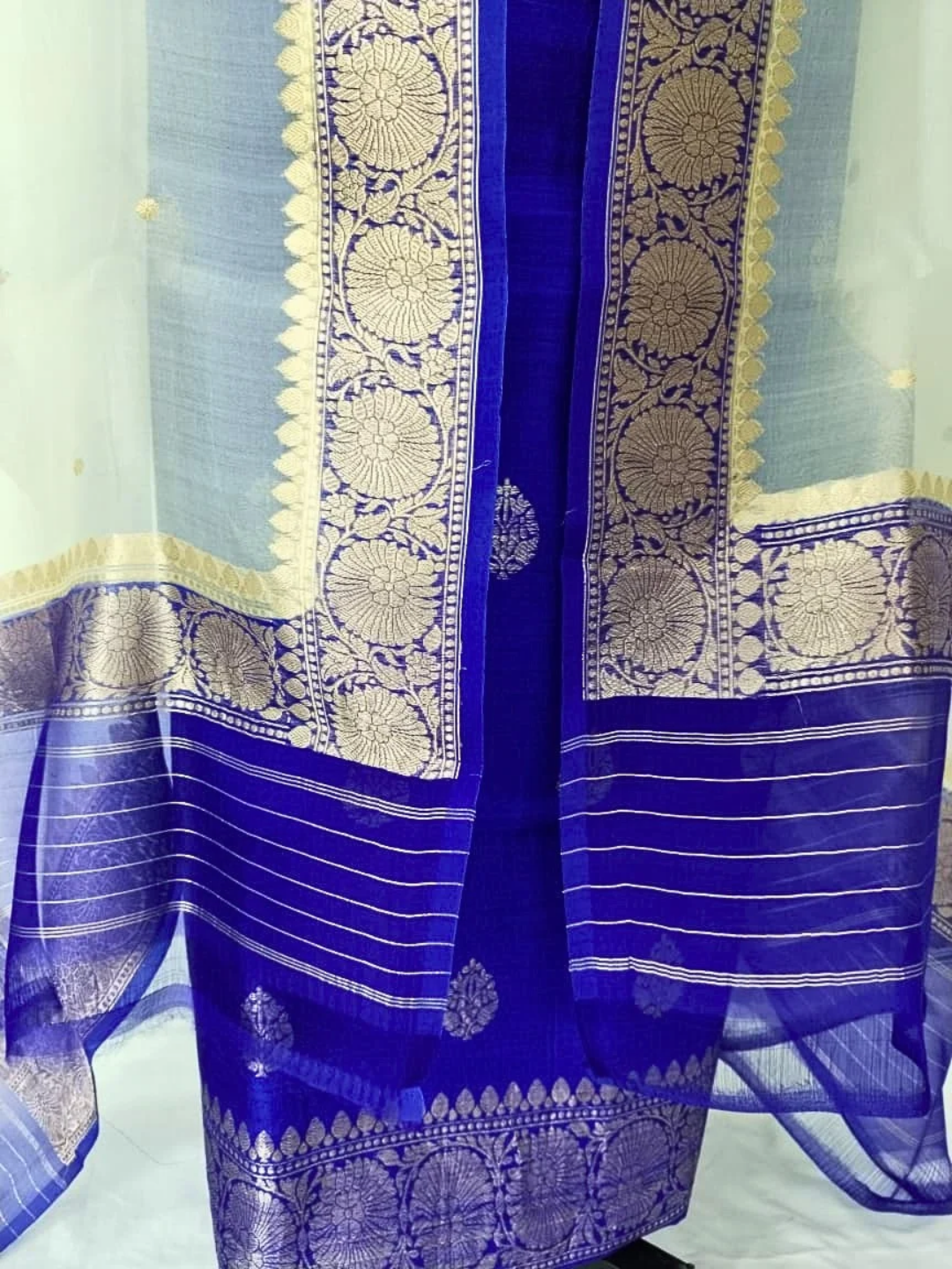 Silk Mark Certified Banarasi Raw Silk Unstitched Suit Set with Silk Organza Dupatta