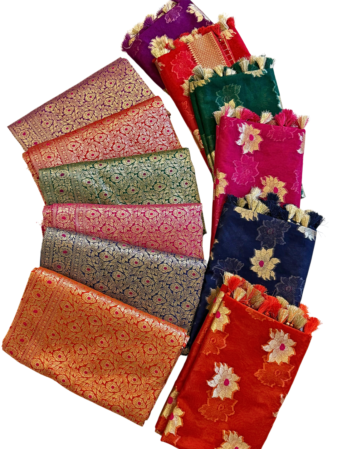 Banarasi Silk Blend Unstitched Suit Set with Zari Organza Dupatta