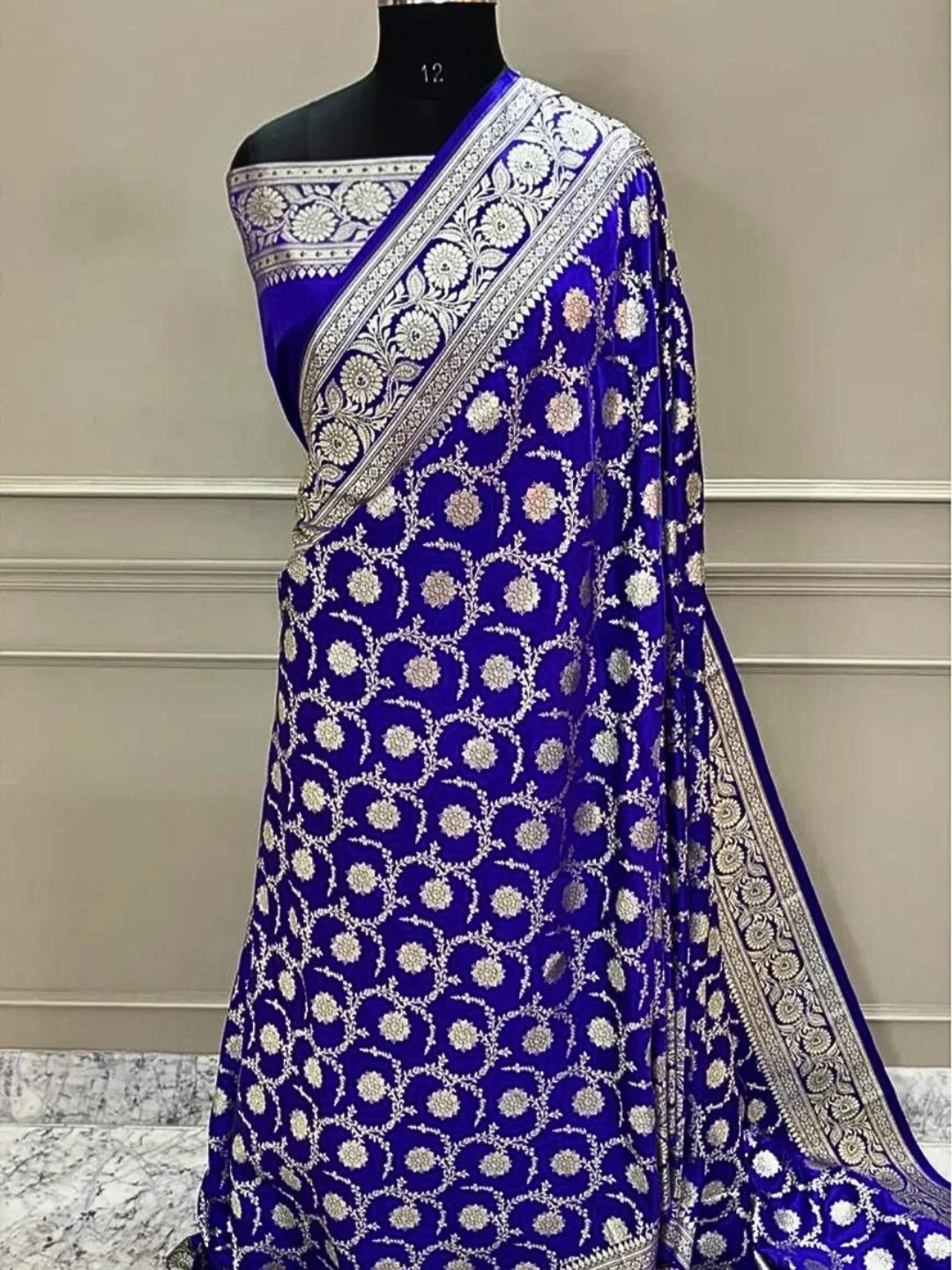 Mashru Silk Banarasi Saree with Rich Floral Zari Border | Wedding & Festive Wear