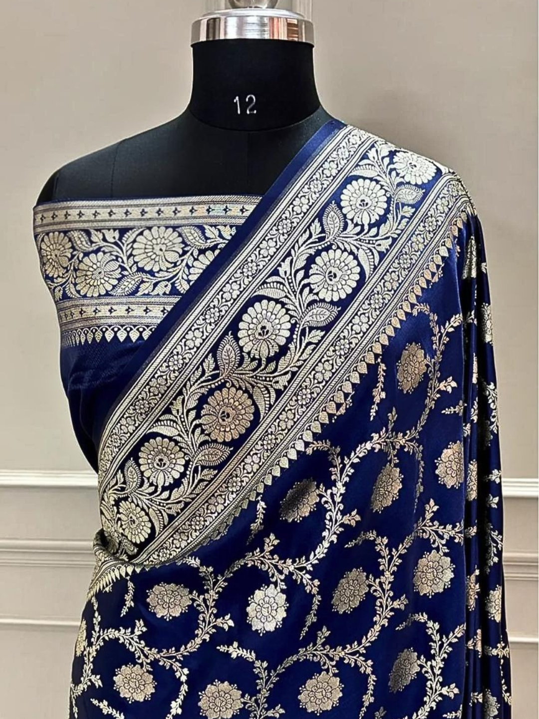 Mashru Silk Banarasi Saree with Rich Floral Zari Border | Wedding & Festive Wear