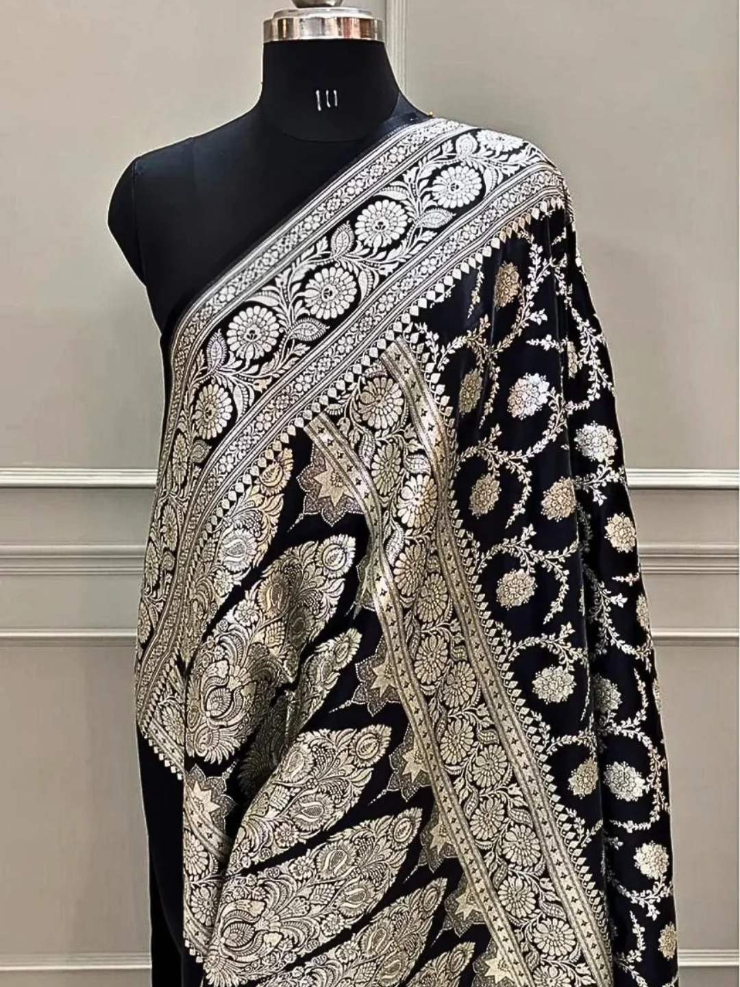 Mashru Silk Banarasi Saree with Rich Floral Zari Border | Wedding & Festive Wear