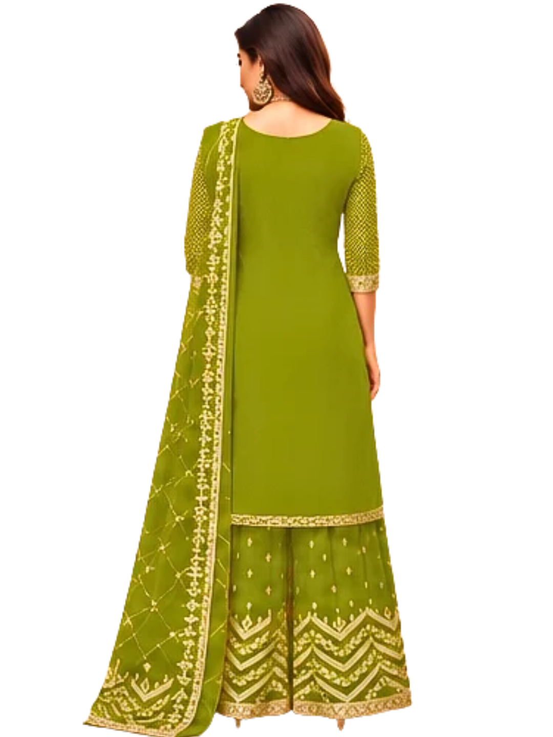 Mint Green Embroidered Palazzo Suit with Dupatta  Wedding & Festive Wear