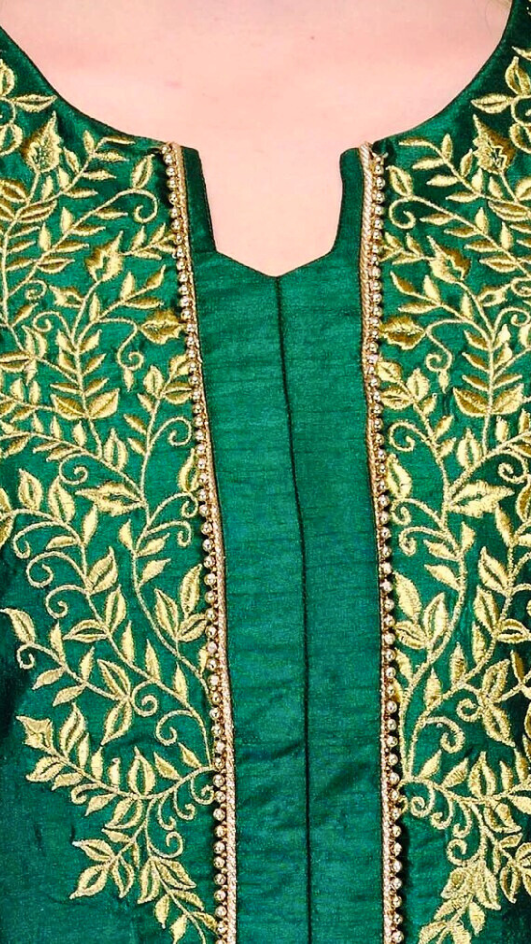 Bottle Green Art Silk Embroidered Kurti   , FREE  DELIVERY