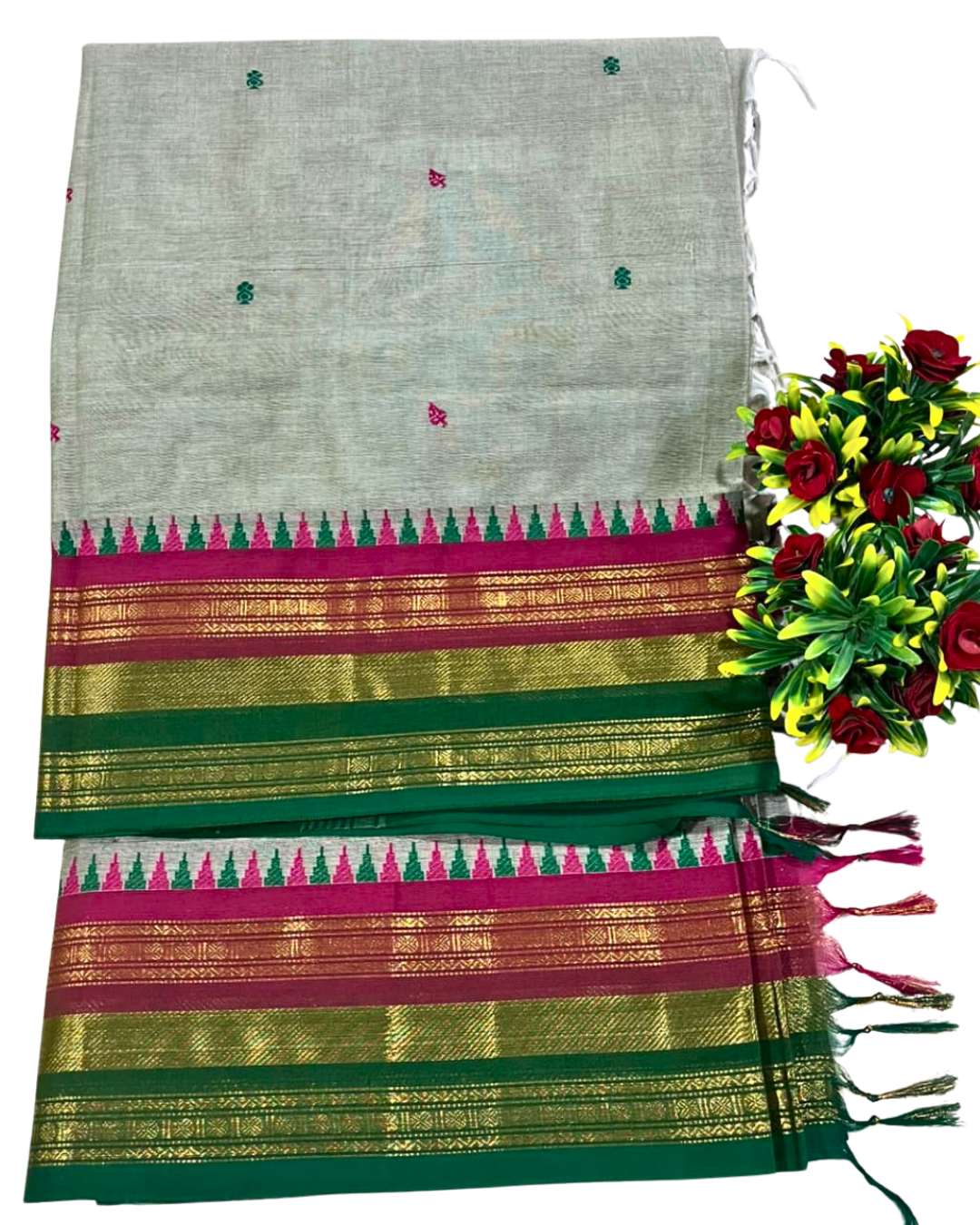 Traditional handwoven kanchi cotton saree