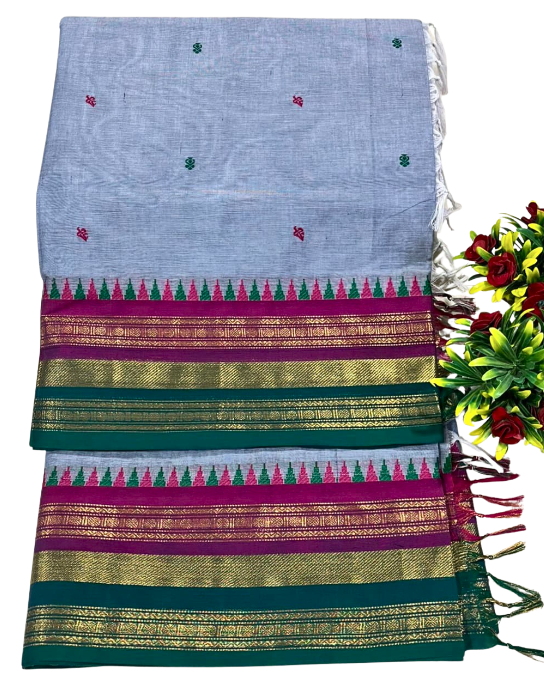 Traditional handwoven kanchi cotton saree