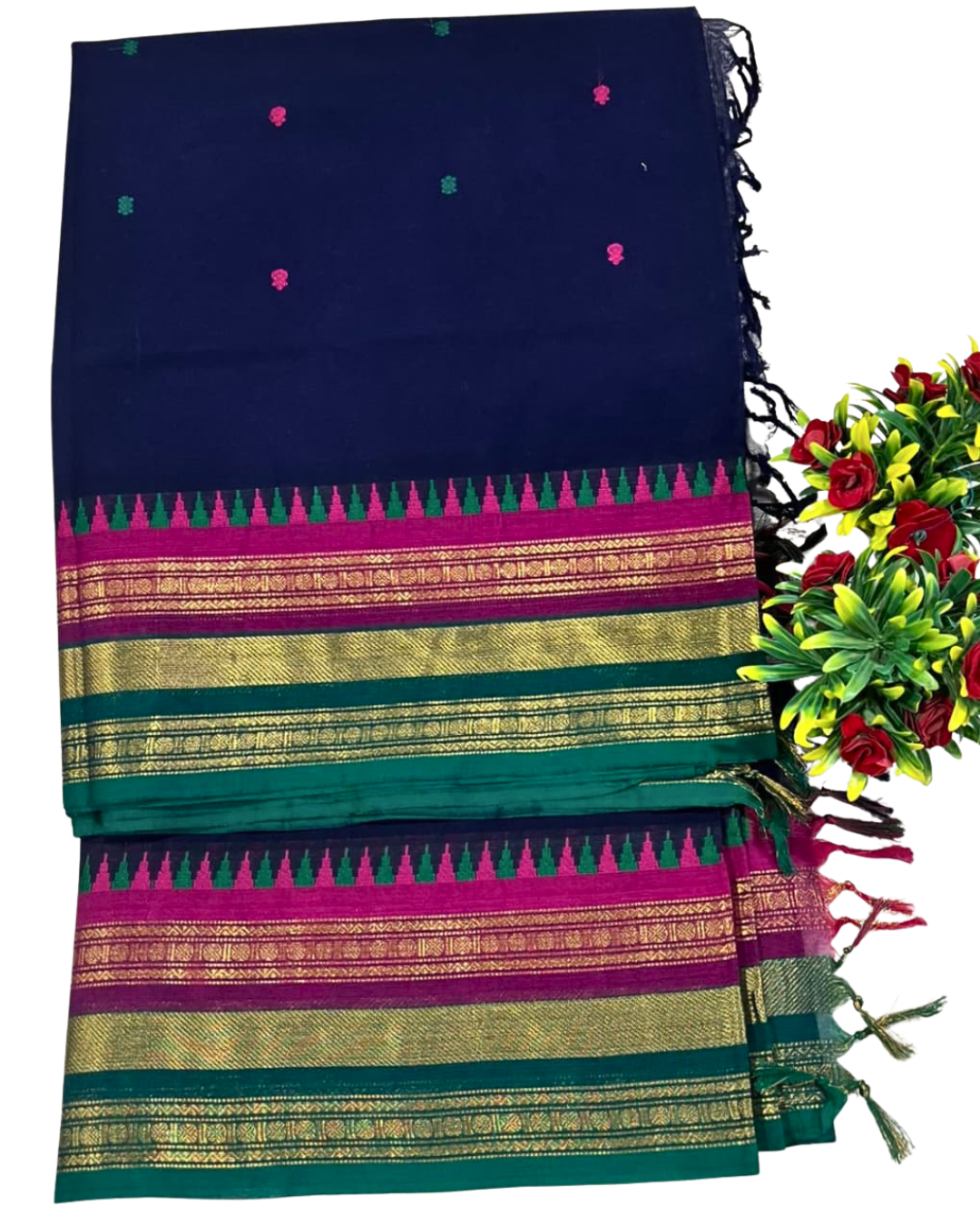 Traditional handwoven kanchi cotton saree
