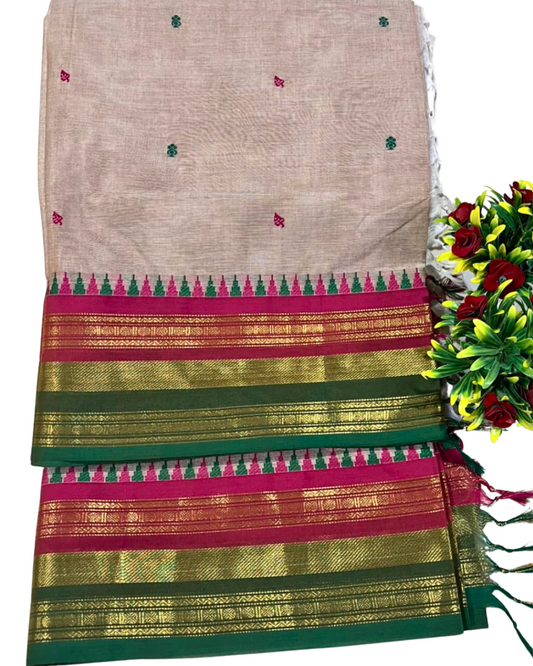 Traditional handwoven kanchi cotton saree
