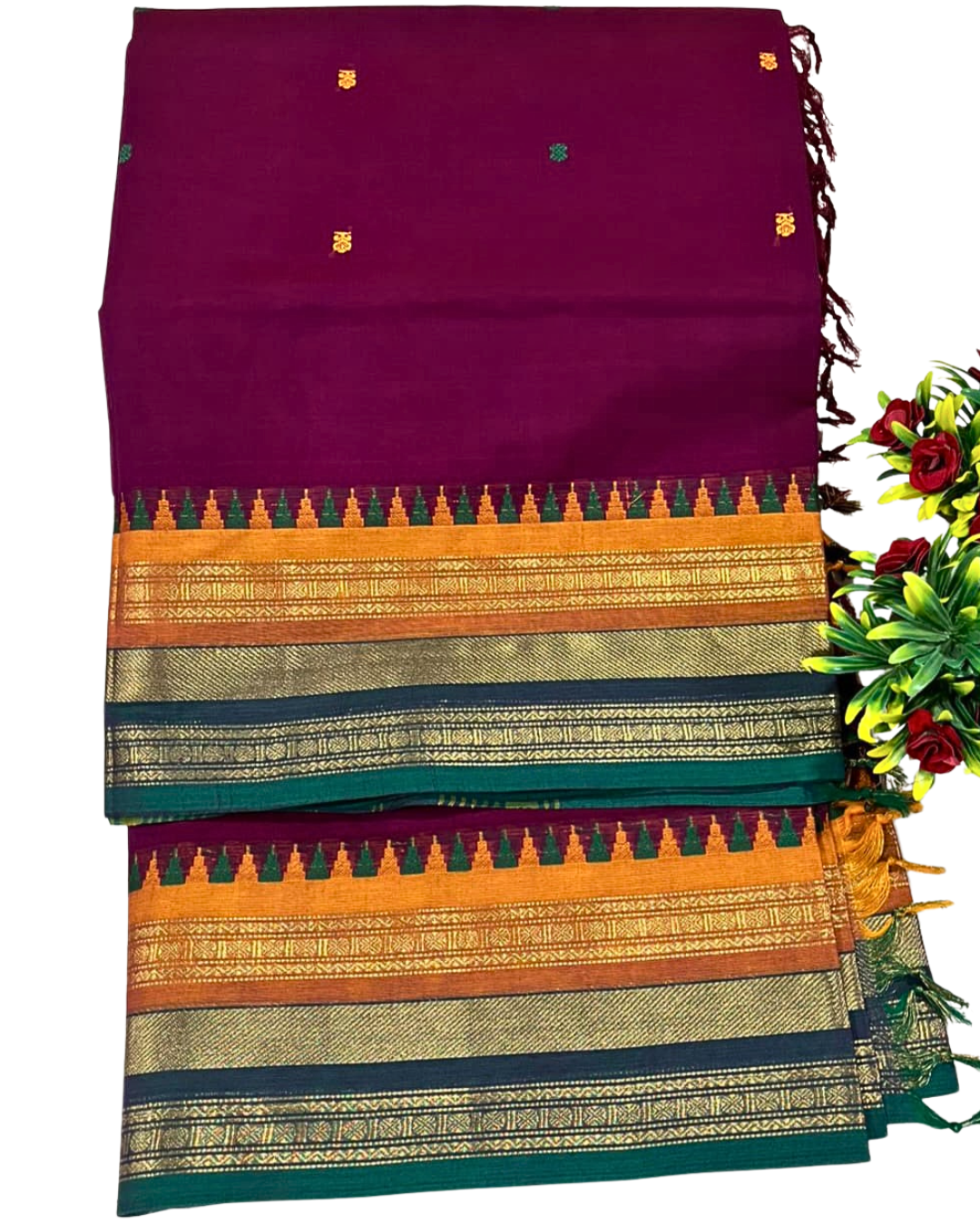 Traditional handwoven kanchi cotton saree