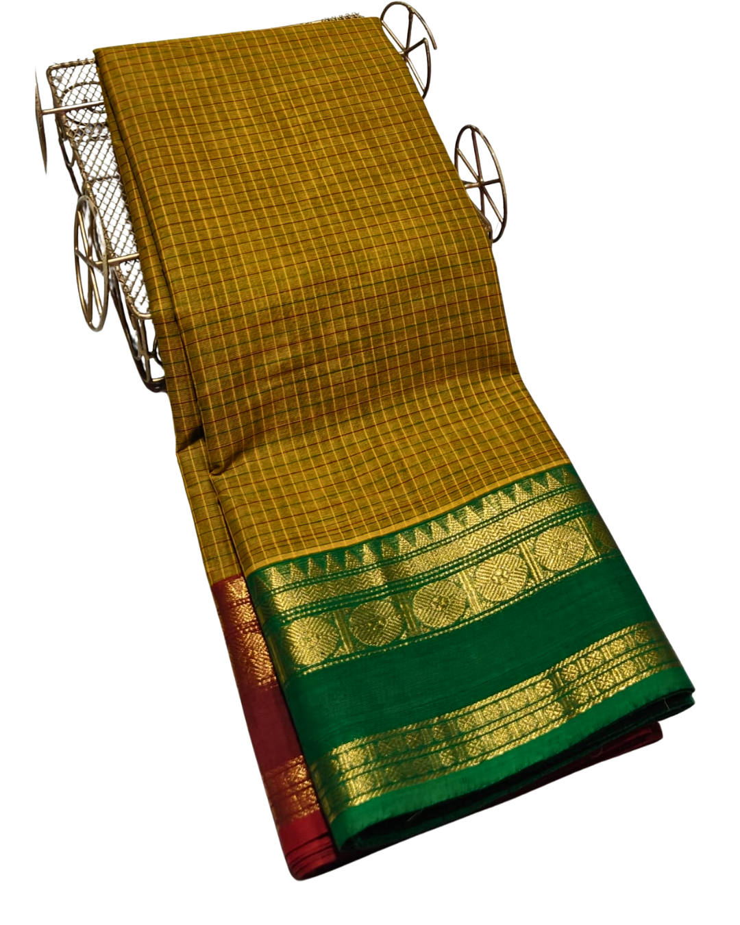 kanchi check saree with border , Cotton sarees for women , Summer saree , Kanchi saree
