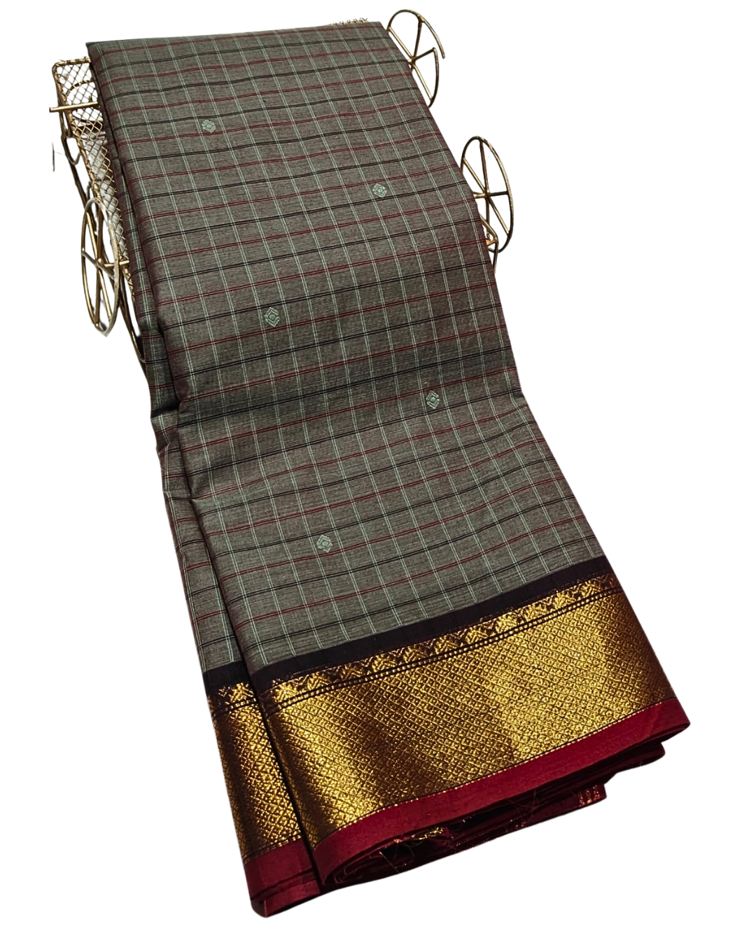 kanchi check saree with border , Cotton sarees for women , Summer saree , Kanchi saree