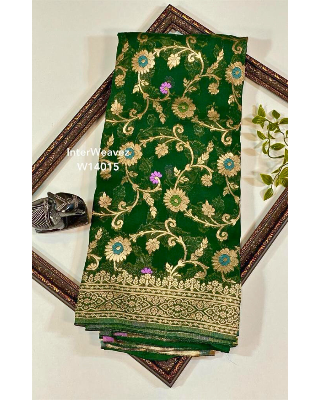 Banarasi  semi georgette  saree with heavy pallu