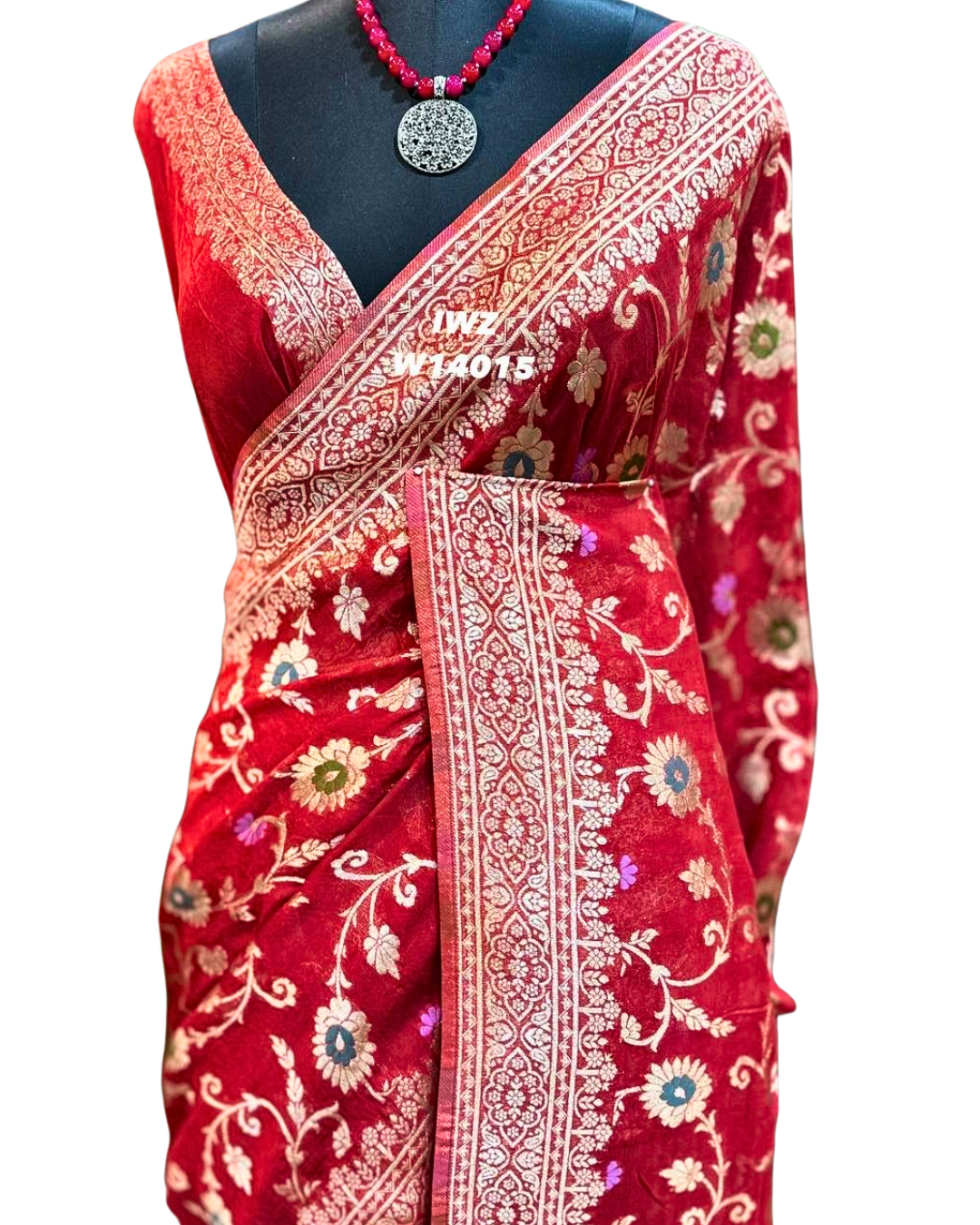 Banarasi  semi georgette  saree with heavy pallu