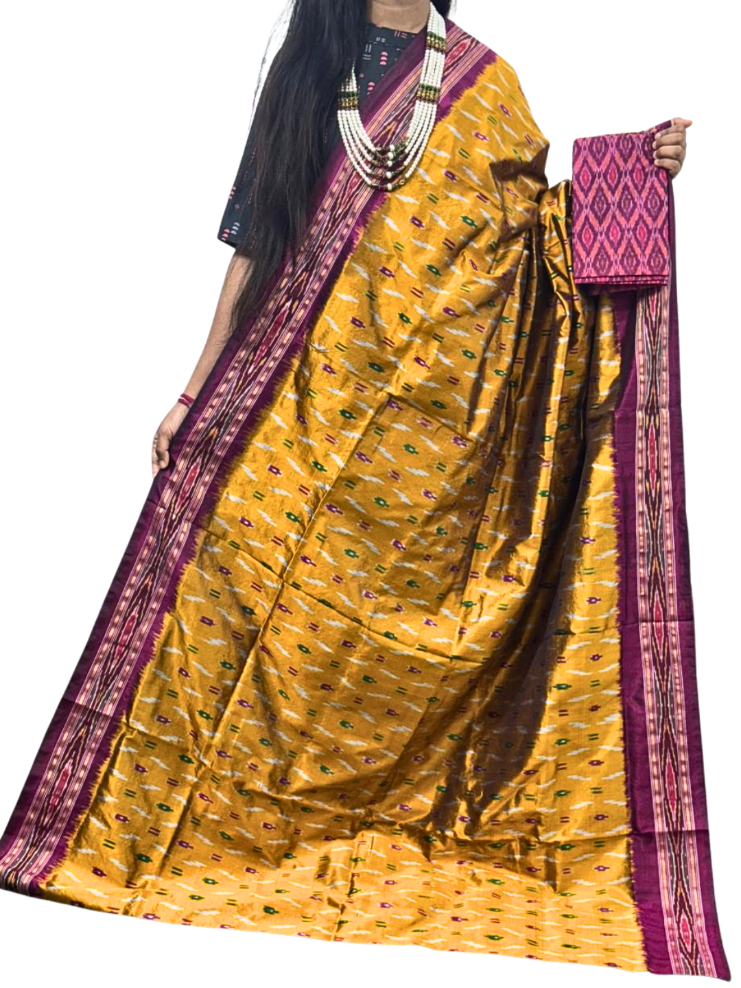 Authentic Ikat Silk Saree | Traditional Ethnic Saree for Weddings & Festivals