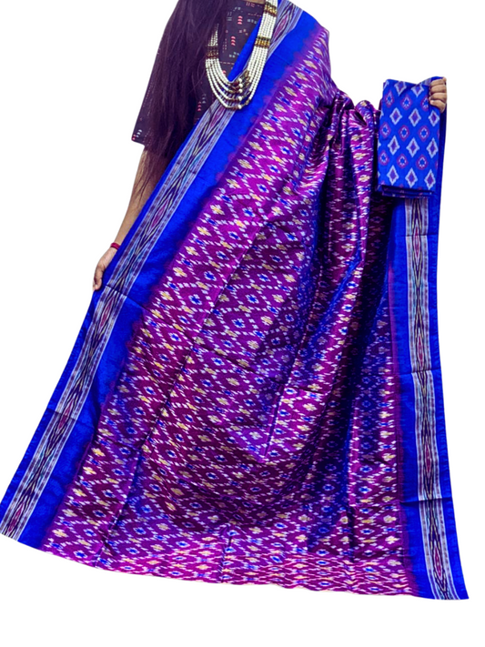 Authentic Ikat Silk Saree | Traditional Ethnic Saree for Weddings & Festivals