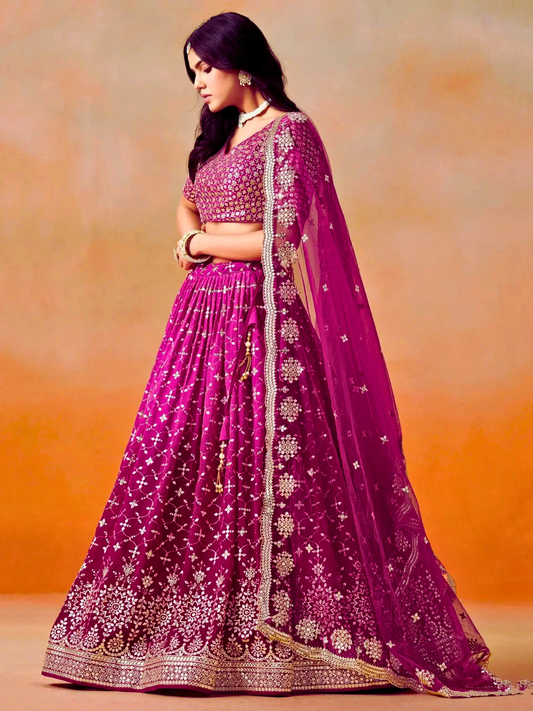 Magenta  Embroidered Bridal Lehenga Choli | Wedding & Party Wear Outfit