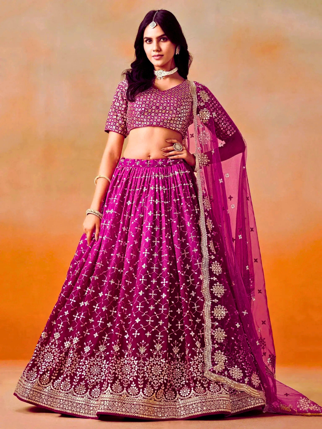 Magenta  Embroidered Bridal Lehenga Choli | Wedding & Party Wear Outfit