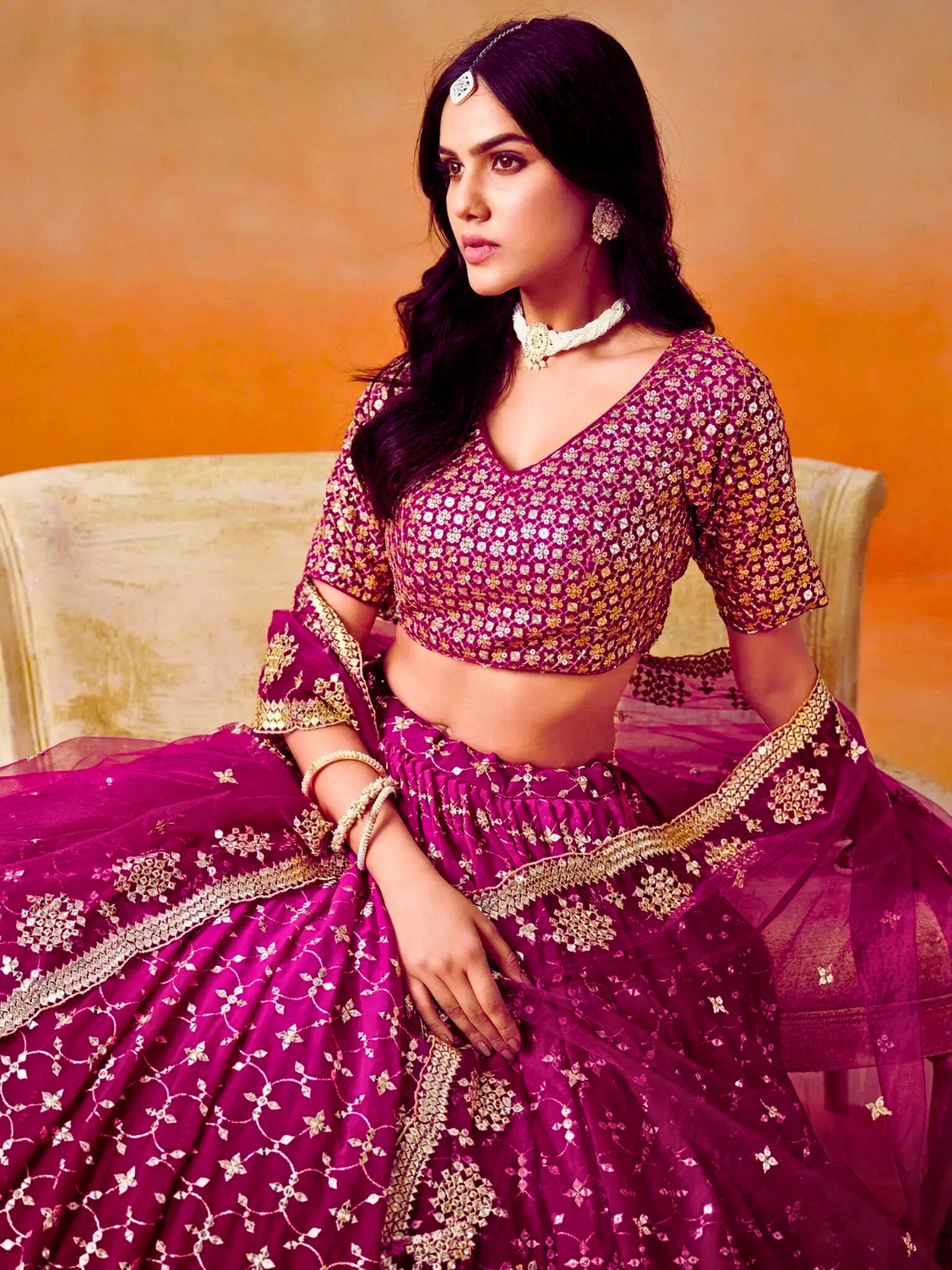 Magenta  Embroidered Bridal Lehenga Choli | Wedding & Party Wear Outfit
