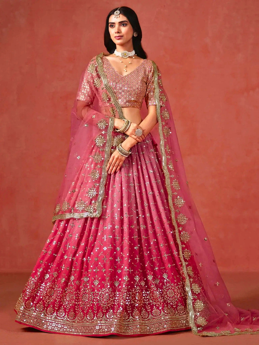 Peach Embroidered Lehenga Choli | Bridal & Festive Party Wear Outfit