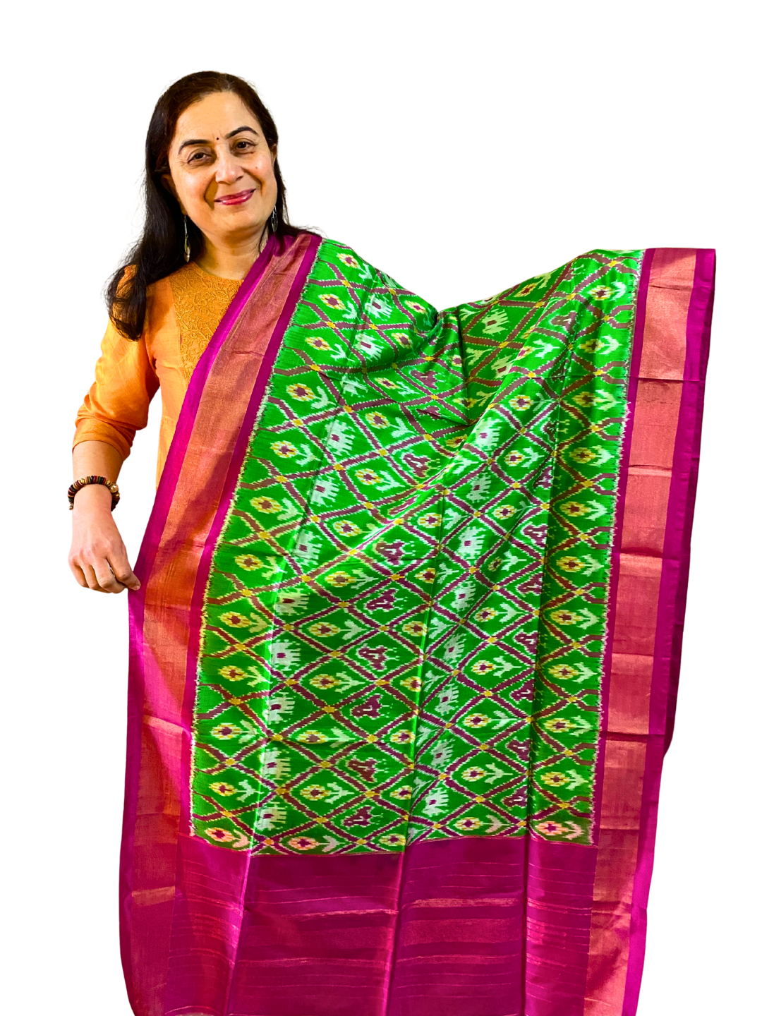Green silk dupatta , Traditional Festive Dupatta for Women , SILK  MARK CERTIFIED