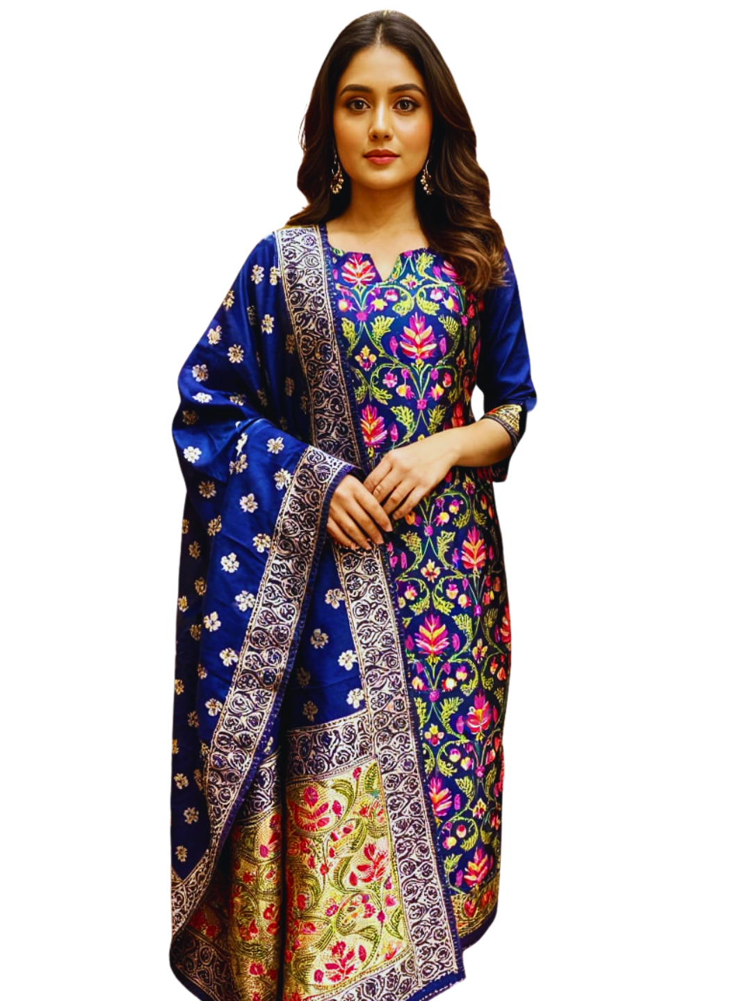 Banarasi Cotton Unstitched Salwar Suit Set with Woven Dupatta | Elegant Festive Wear Dress Material for Women
