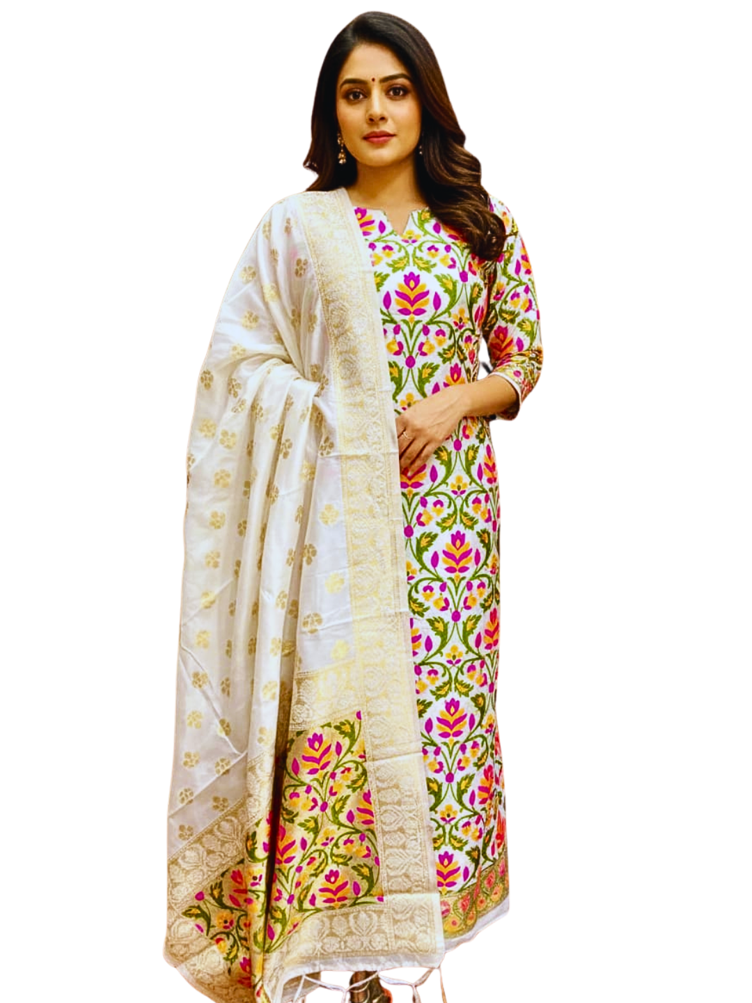 Banarasi Cotton Unstitched Salwar Suit Set with Woven Dupatta | Elegant Festive Wear Dress Material for Women