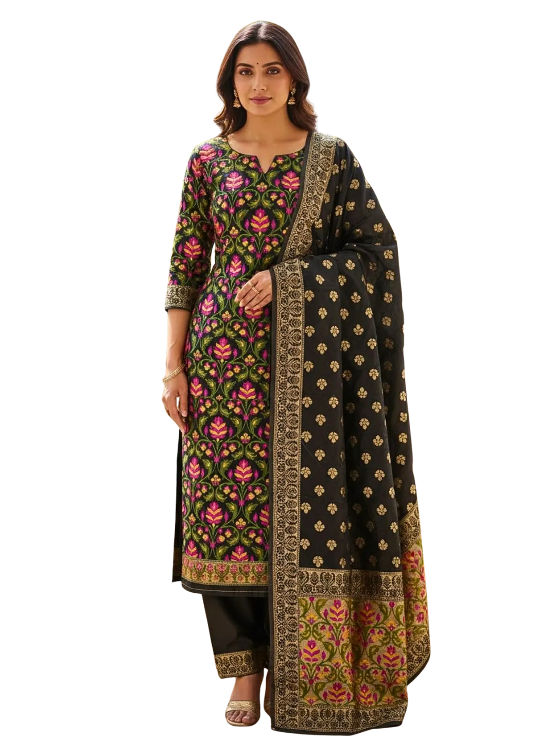 Banarasi Cotton Unstitched Salwar Suit Set with Woven Dupatta | Elegant Festive Wear Dress Material for Women