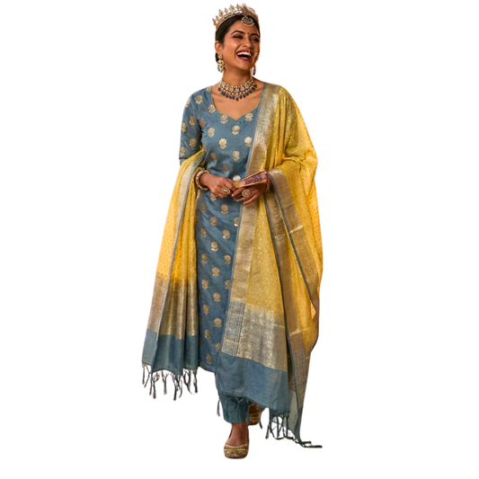 Banarasi  Chanderi  Cotton Unstitched Suits