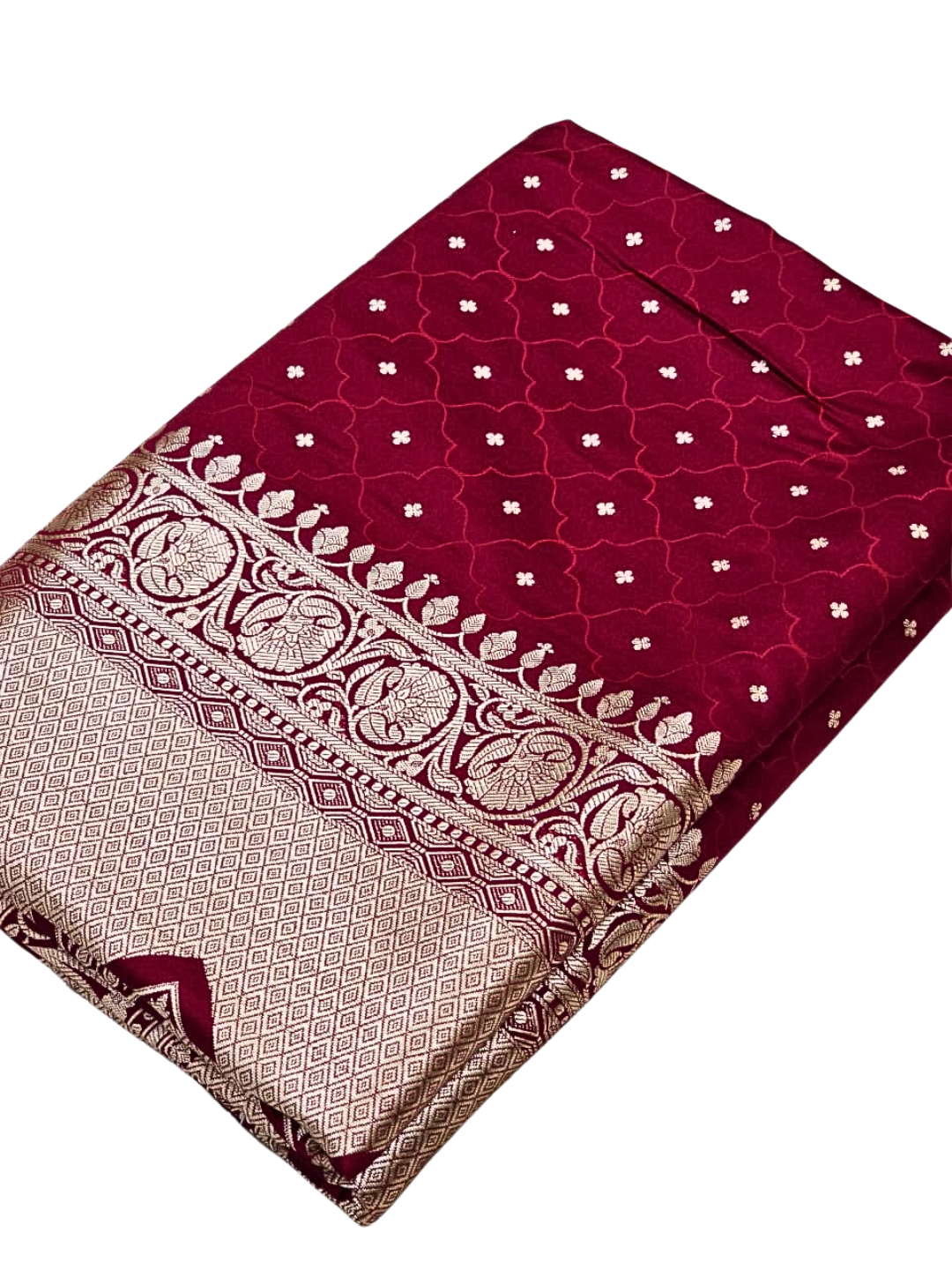 Traditional Banarasi Mashru Silk Saree with Woven Zari Border