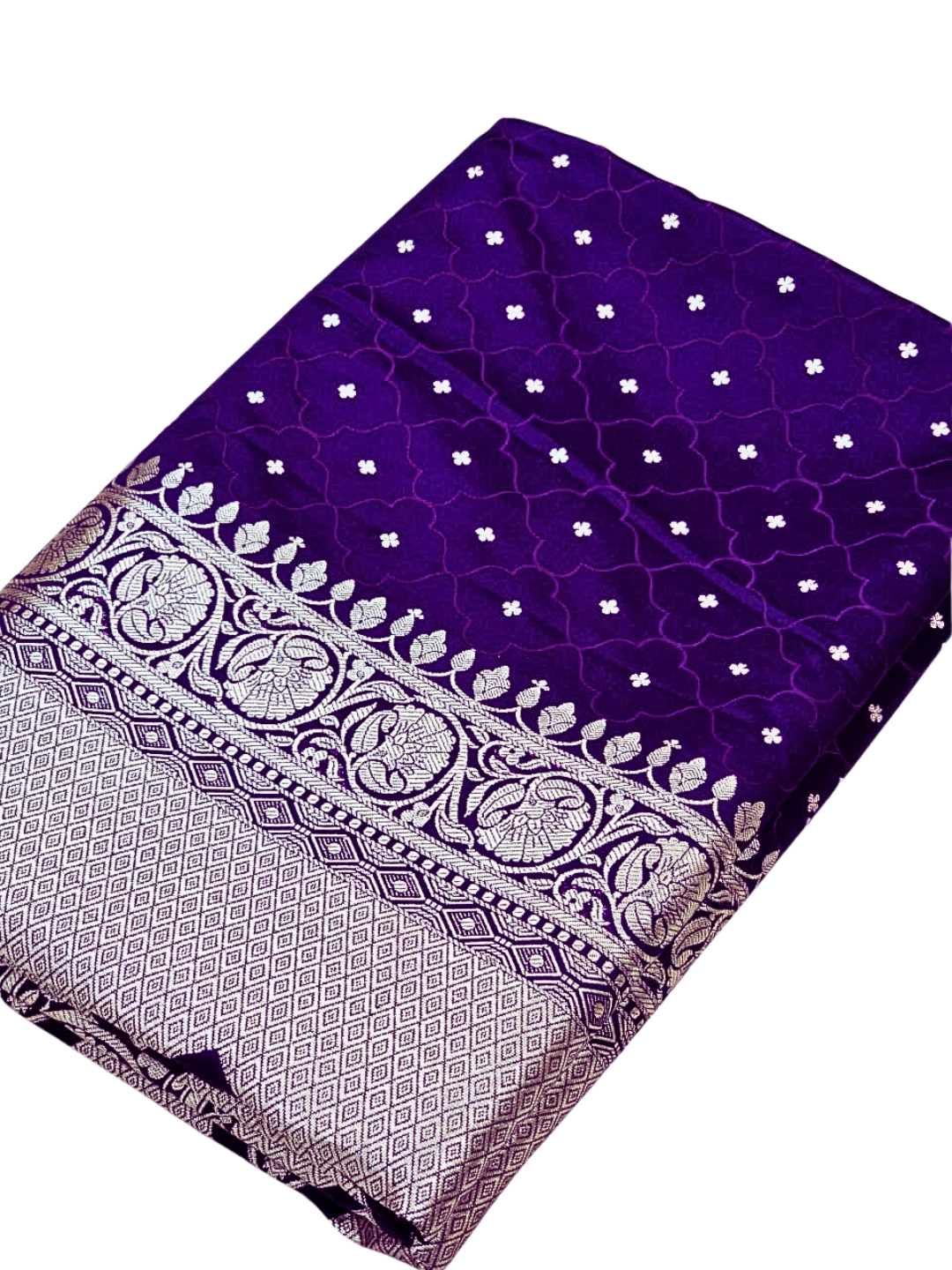 Traditional Banarasi Mashru Silk Saree with Woven Zari Border