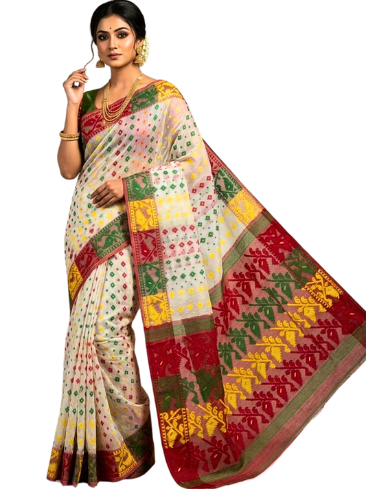 Authentic Jamdani Cotton Saree | Breathable Summer Saree