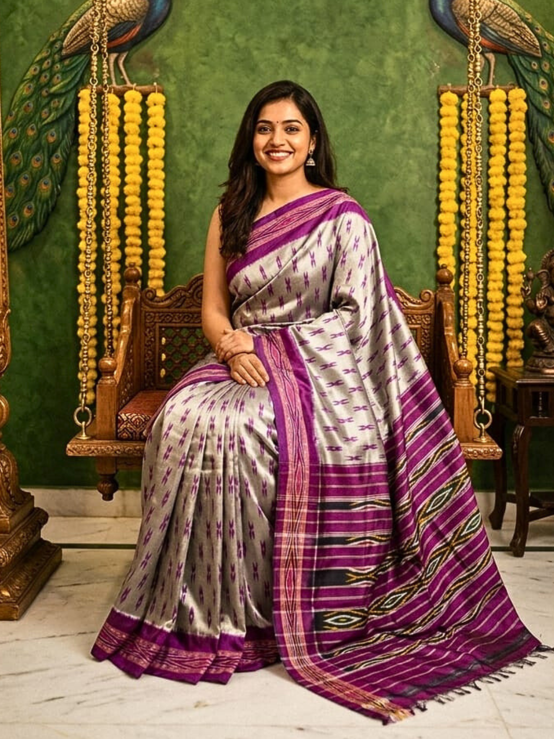 Authentic Ikat Silk Saree | Pure Handloom Silk Saree | Festive & Occasion Wear Saree