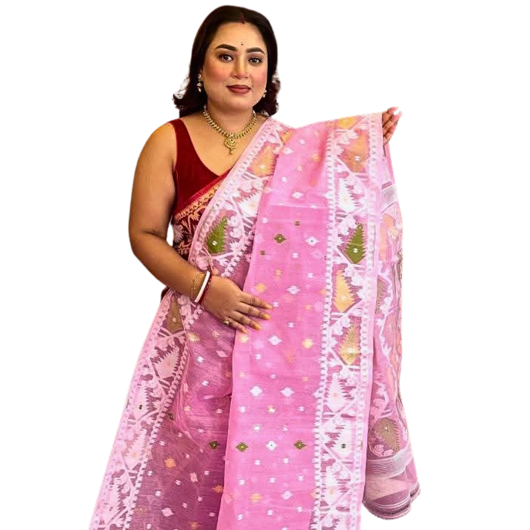 Handwoven Jamdani Cotton Saree – Soft & Lightweight Summer Saree