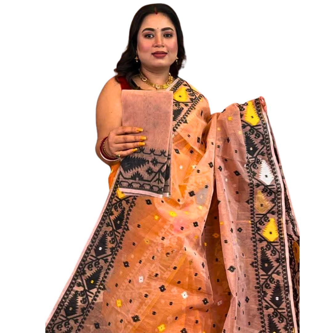 Handwoven Jamdani Cotton Saree – Soft & Lightweight Summer Saree